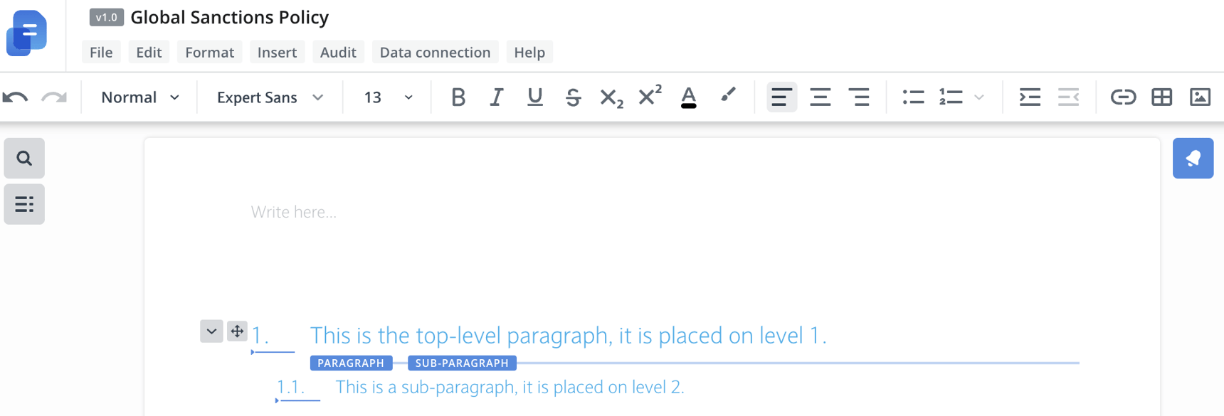 Set and change numbering formatting